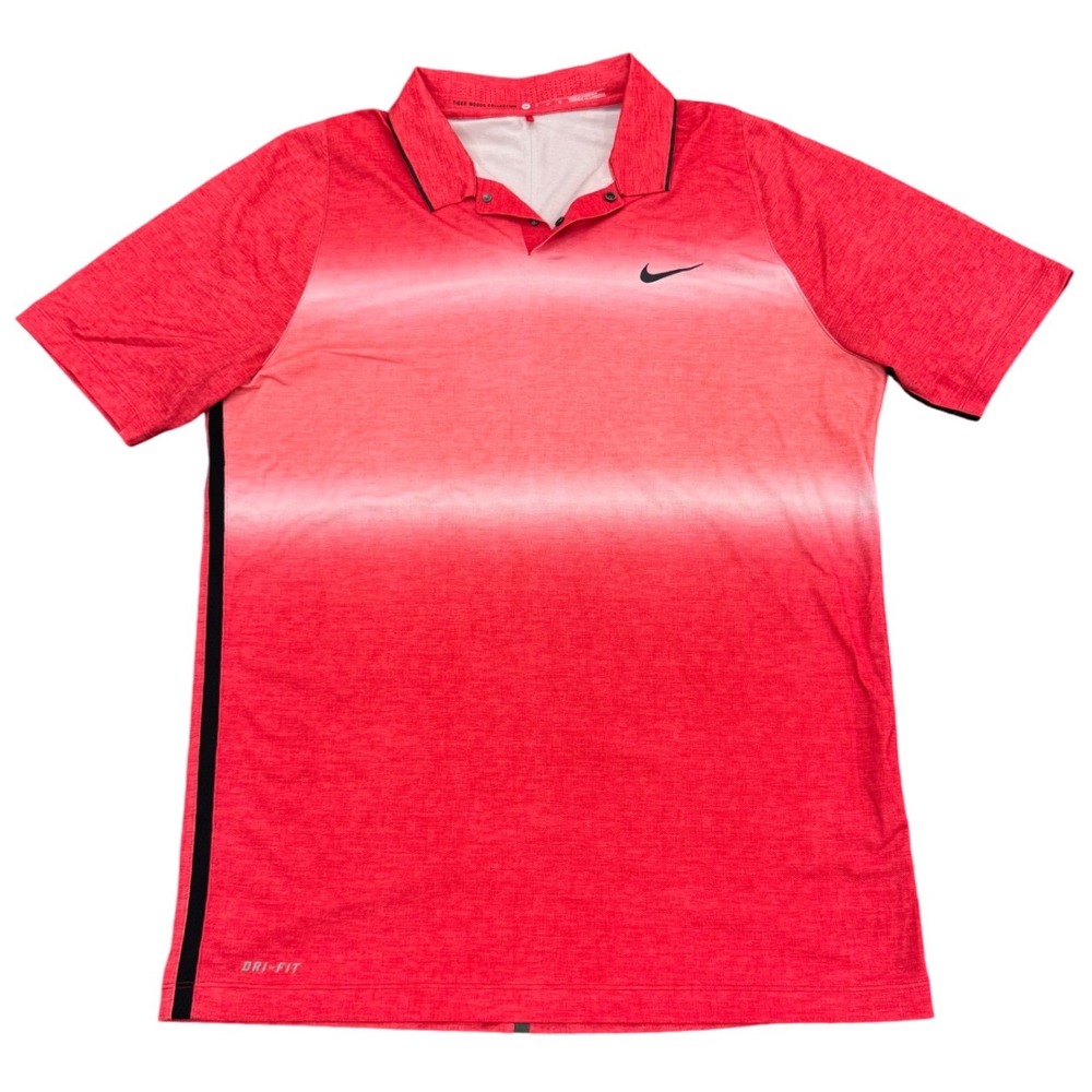 Nike Golf Tiger Woods Collection Red Ombre Dri-FIT Polo Shirt Mens Medium